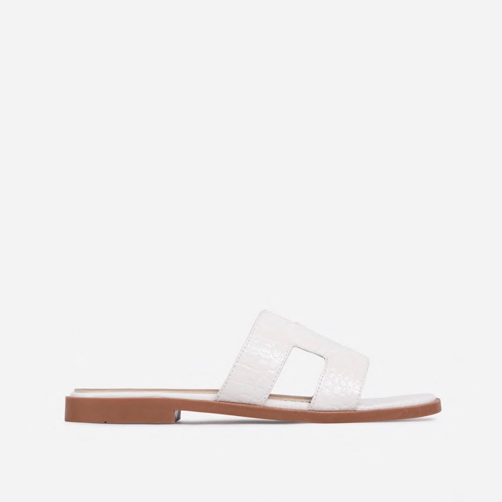 H Caged Sandals White